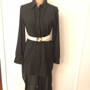 High Low Black Boohoo Top